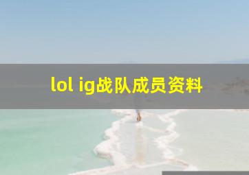 lol ig战队成员资料